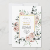 Elegantes Eukalyptus Dusty Rose Gold Brautparty Einladung (Vorderseite)
