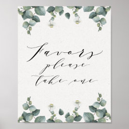 Elegantes Eukalyptus Favors-Zeichen Poster