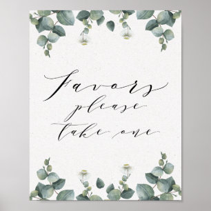 Elegantes Eukalyptus Favors-Zeichen Poster