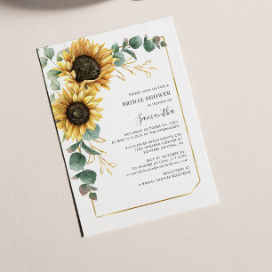 Elegantes Eukalyptus Floral Sonnenblumen Brautpart Einladung
