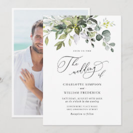 Elegantes Eukalyptus Floral Wedding FOTO Einladung