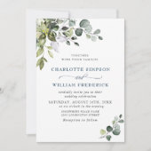 Elegantes Eukalyptus Floral Wedding FOTO Einladung (Vorderseite)