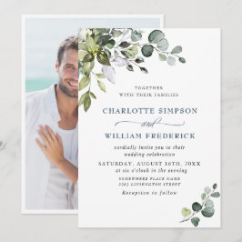Elegantes Eukalyptus Floral Wedding FOTO Einladung