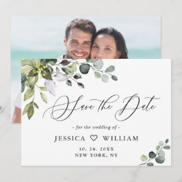 Elegantes Eukalyptus Floral Wedding FOTO Save The Date