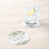 Elegantes Eukalyptus foliage Brautparty Runder Pappuntersetzer (Vor Ort)