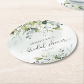 Elegantes Eukalyptus foliage Brautparty Runder Pappuntersetzer (Angewinkelt)