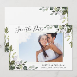 Elegantes Eukalyptus-FOTO Hochzeit Save The Date
