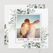 Elegantes Eukalyptus-FOTO Hochzeit Save The Date (Vorne/Hinten)
