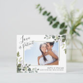 Elegantes Eukalyptus-FOTO Hochzeitwechsel Postkarte (Stehend Vorderseite)