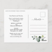 Elegantes Eukalyptus-FOTO Hochzeitwechsel Postkarte (Rückseite)