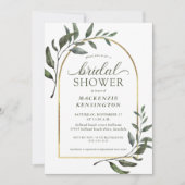 Elegantes Eukalyptus-Gold-Arch-Brautparty Einladung (Vorderseite)