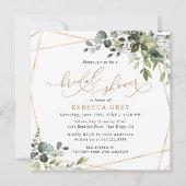Elegantes Eukalyptus Gold Grünes Brautparty Einladung (Vorderseite)