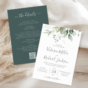 Elegantes Eukalyptus-Grün für die Hochzeit in eine Einladung