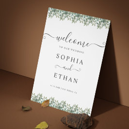 Elegantes Eukalyptus-Grün für die Hochzeits-Willko Poster