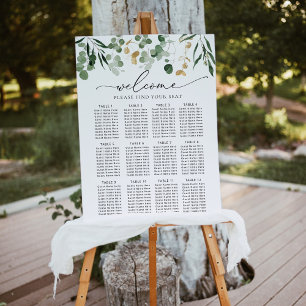 Elegantes Eukalyptus-Grün Hochzeitsstichtag Poster