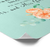 Elegantes Eukalyptus Grünes Pfirsichzeichen Poster (Ecke)