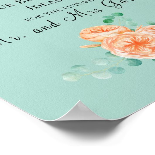 Elegantes Eukalyptus Grünes Pfirsichzeichen Poster (Ecke)