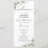 Elegantes Eukalyptus-Hochzeitsprogramm Programm (Vorderseite)