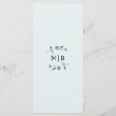 Elegantes Eukalyptus & Kalligrafisches Skriptdinne Menükarte (Rückseite)