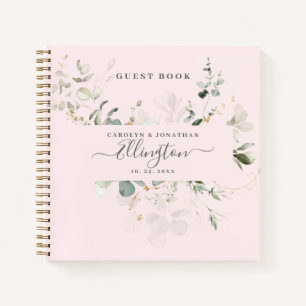 Elegantes Eukalyptus-Moderne-Schrift-Foto-Gästebuc Notizblock