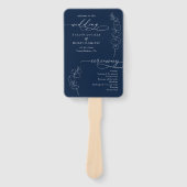 Elegantes Eukalyptus-Navy-Blau-Hochzeitsprogramm Fächer (Vorderseite)