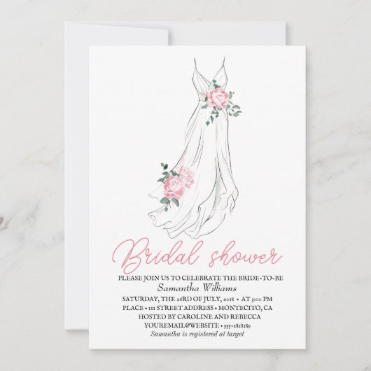 Elegantes Eukalyptus Peonies Floral Brautparty Einladung (Vorderseite)