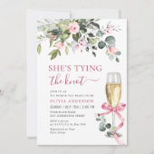 Elegantes Eukalyptus Pink Blush Blume Brautparty Einladung (Vorderseite)