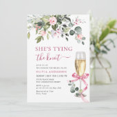 Elegantes Eukalyptus Pink Blush Blume Brautparty Einladung (Stehend Vorderseite)