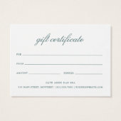 Elegantes Eukalyptus Rustic Geschenkzertifikat (Rückseite)