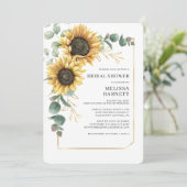 Elegantes Eukalyptus Sonnenblumen Brautparty Einladung (Stehend Vorderseite)