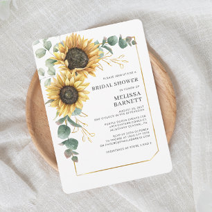 Elegantes Eukalyptus Sonnenblumen Brautparty Einladung