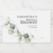 Elegantes Eukalyptus Wasserfarben Brautparty Custo Schaumweinetikett (Einzelnes Label)