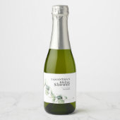 Elegantes Eukalyptus Wasserfarben Brautparty Custo Schaumweinetikett (Vorderseite)