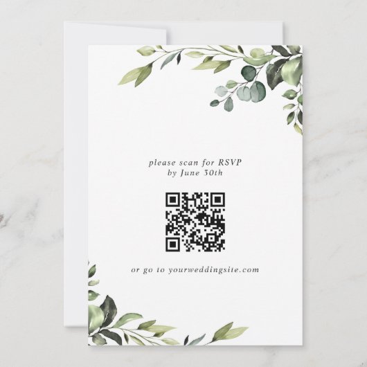 Elegantes Eukalyptus Watercolor Brautparty Einladung (Rückseite)
