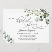 Elegantes Eukalyptus Watercolor Brautparty Einladung (Vorne/Hinten)