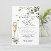 Elegantes Eukalyptus Watercolor Brunch & Bubbly Einladung (Stehend Vorderseite)