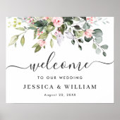 Elegantes Eukalyptus Wedding Begrüßungszeichen Poster (Vorne)