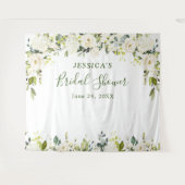 Elegantes Eukalyptus White Roses Brautparty Tape Wandteppich (Vorderseite (Horizontal))