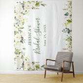 Elegantes Eukalyptus White Roses Brautparty Tape Wandteppich (Beispiel)