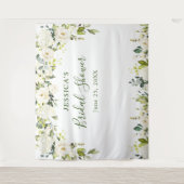 Elegantes Eukalyptus White Roses Brautparty Tape Wandteppich (Vorderseite)