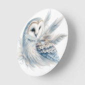 Elegantes Eule in Wasserfarbe Runde Wanduhr (Winkel)