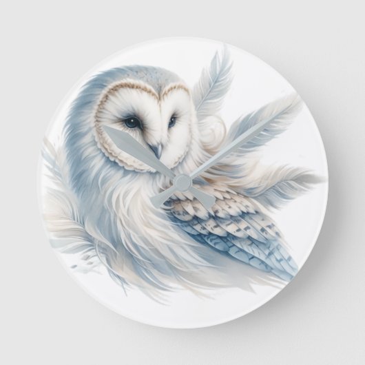 Elegantes Eule in Wasserfarbe Runde Wanduhr (Vorderseite)