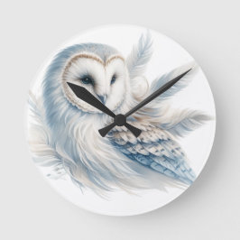 Elegantes Eule in Wasserfarbe Runde Wanduhr