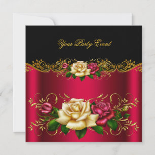 Elegantes Event Party Gold Pinky Red Cream Rose Einladung