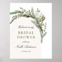 Elegantes Evergreen Arch Brautparty Willkommen Poster