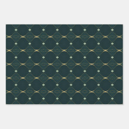 Elegantes Evergreen und Gold Wrapping Paper Set Geschenkpapier Set