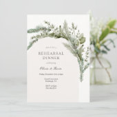 Elegantes Evergreen Winter Wedding Probe Dinner Einladung (Stehend Vorderseite)