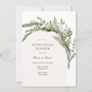 Elegantes Evergreen Winter Wedding Probe Dinner Einladung
