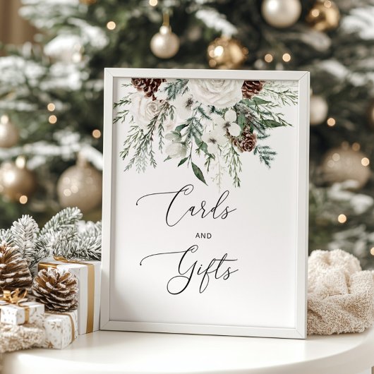 Elegantes Evergreen Winterkarten und Geschenkposte Poster