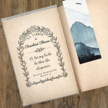 Elegantes Ex Libris-Bibliothekszitat Botanik